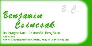 benjamin csincsak business card