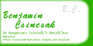 benjamin csincsak business card